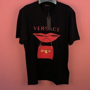 Versace Men Lip Bag Black T-Shirt XXL